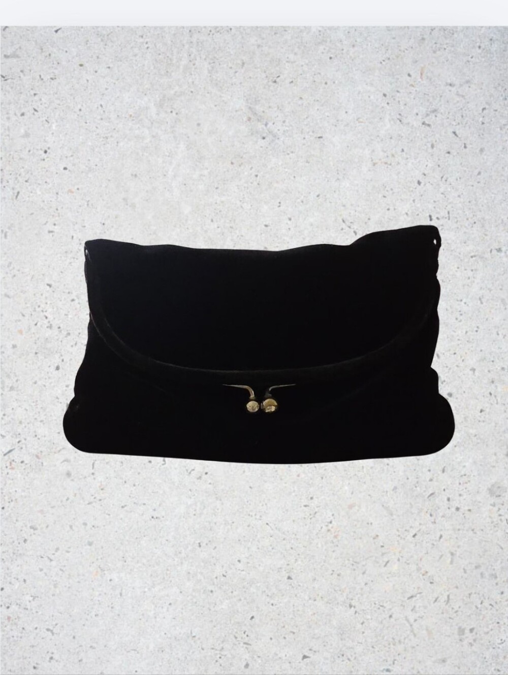 Ingber Vintage Black Velvet Fold Over Clutch USA 50's Handbag Purse Evening